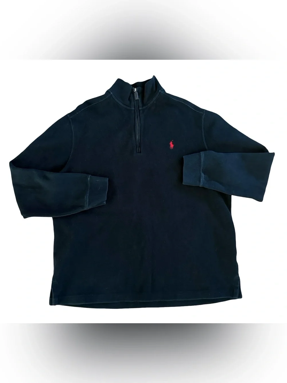 Polo Ralph Lauren Black Quarter Zip Pullover Sweater Red Pony Men’s Large